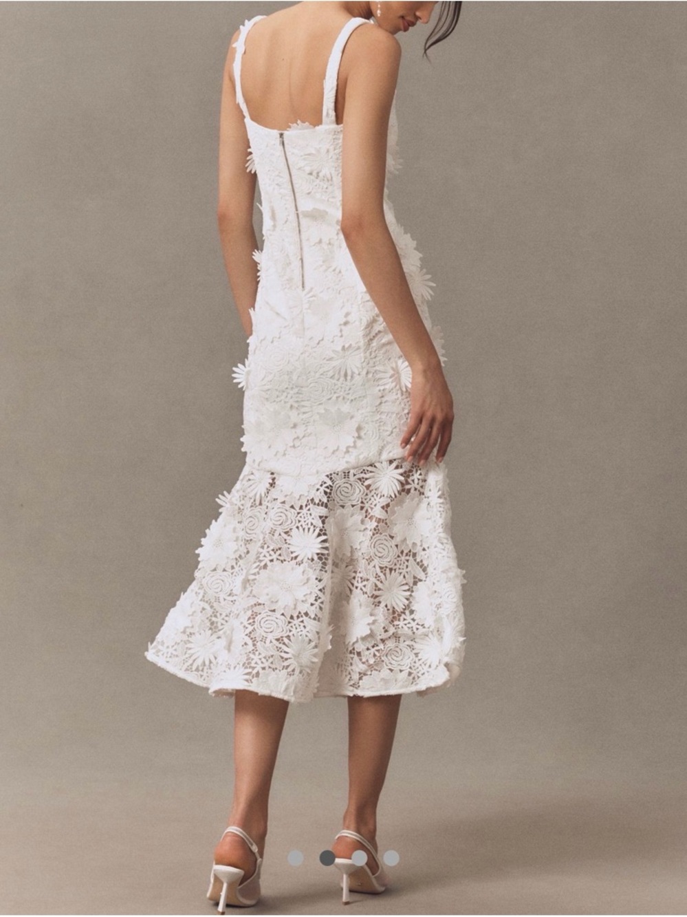 NEW Bardot Marico White Midi Dress Bodice Square Neckline, 3D Lace, US Sz 10 - Picture 2 of 5